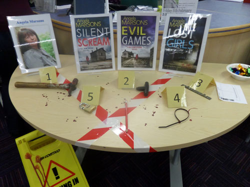 Angela Marsons Author Visit - Crime scene decorations