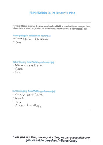 My NaNoWriMo Reward Plan My NaNoWriMo Reward Plan