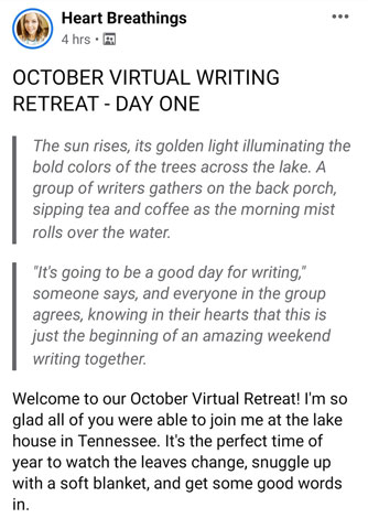 My First Time at a Heart Breathings’ Virtual Writing Retreat - Day One My First Time at a Heart Breathings’ Virtual Writing Retreat - Day One